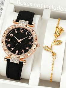 2件套女士星空表盘手表+手链套装 - 情人节、周年纪念日精美礼物 - 彩色 - 查看 2