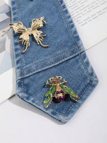 1pc Women's Casual Shiny Butterfly & Bee Decor Adjustable Metal Chain Denim Necktie, Suitable For Daily Outing, Shopping, Party & Gathering,Graduation Outfit,Disco - Multicolor - View 4