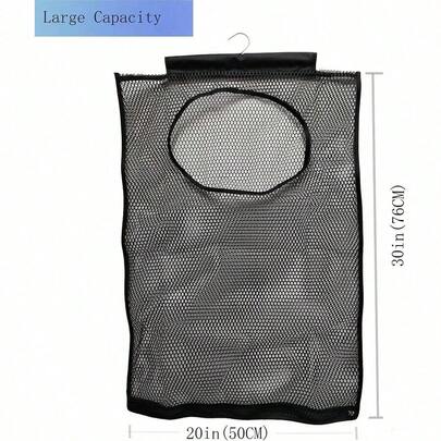Hanging Mesh Laundry Hamper (30in*20in*2in) Large Dirty Clothes Bag, Can Be Used Behind Door & Closet & Caravan& Bathroom (White) XOJG