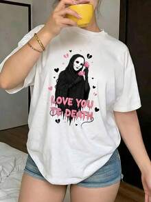 Una camia vintage unisex para el Día de San Valentín, camia de mujer de manga corta suelta, ligera y transpirable de , con estampado de personajes de dibujos animados del Día de San Valentín, moda femenina, adecuada para salir, en la calle, hacer deporte, ropa de verano para mujer, fácil de combinar Adecuado como regalo. playera de mujer. blusas>elegantes. boho chic,Camiseta para mujer, suave y transpirable: perfecta para vacaciones, viajes y ocasiones festivas, y adecuada para usar en múltiples estaciones. - Blanco 5 - Ver 6