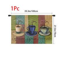1pc, Home Decor, Coffee Pattern Printed Table Skirt, Kitchen Small Curtain, Kitchen Cabinet Cover, With Curtain Holes, Easy To Hang, Rectangular, Machine Woven, Machine Washable, Kitchen Decoration And Accessories, Perfect For Kitchen Cabinets And Home Decor - Multicolor - View 15