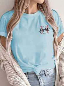 Camiseta Casual de Manga Corta para Mujer, Ideal para Vacaciones de Verano [Doble Cara]ImprimirMujeresCamisetaManga cortaCuello RedondoInformalSuperior,ConBéisbolCosturaYElTexto"LIVIN"EsoMAMÁVIDA"Patrón,MáquinaLavableAdecuadoParaInformalDesgaste,MultiusosRopaA la modaCamisetaCómodoMaterial,ParaEstiloEntusiastas - Rojo - Ver 9