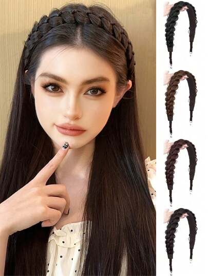 1pc Headband Braid Headband Braided Decor Hair Hoop Synthetic Wig Suitable Toppers Hair Pieces For Women Suitable For All Seasons, Casual Daily Wear, Hair Styling