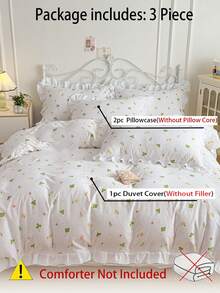 Bộ ga trải giường 3 món in hoa, mềm mại và thoải mái, phù hợp cho phòng ngủ, phòng khách và mọi mùa. - trắng - View 8