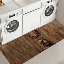 1 pieza Alfombra de lino con estampado de burro sonriente, felpudo de baño, felpudo de entrada, alfombra rectangular impresa en 3D para sala de estar, dormitorio, pasillo, baño, lavandería - Alfombra de poliéster para decoración del hogar interior y exterior - Multicolor - Ver 5