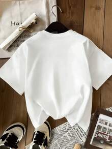 Linglong Women's Casual Round Neck Papaya Pattern T-Shirt, Comfortable And Fashionable, Ideal For Spring And Summer. - White - View 2