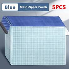 Bolsa de malla con cremallera A3/A4/A5/A6, bolsa para documentos, carpetas de archivos con cremallera impermeables, estuche para lápices, bolsas de almacenamiento, suministros escolares y de oficina, 5 uds. - Blanco - Ver 10