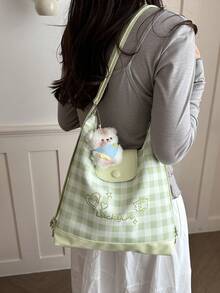Large Capacity Plaid Backpack, New Korean Fashion Versatile Commuter Tote Bag - Multicolor - View 6