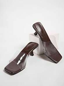 2026 Spring/Summer New Women's Shoes, Mule Style Mid/Low Heel Sandals - Brown - View 7