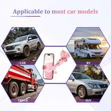 吸盤式車用手機支架，360°可調式可伸縮手臂儀表板擋風玻璃安裝座，單手操作手機架，通用於 Android，粉色汽車配件，送給女性的禮物 - 吸盤 - 查看 4