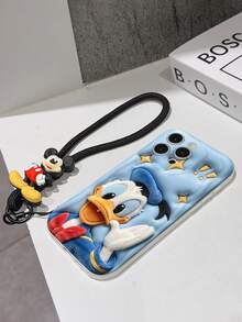 Disney Mickey Mouse Clubhouse Phone Case : 3D Fluffy Pattern Border Protector Phone Soft Phone Case With A Free Cute Mickey Bracelet Chain Lanyard, Mickey, Minnie, Goofy, Donald Duck, Daisy Duck, Pluto, For Apple 17 Promax 17 Pro 16 15 14 13 12 11 Pro Max XS Max X XR Soft Cover Summer Phone Case - 白色 - 查看 7