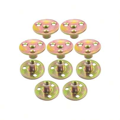 10pcs Galvanized Metal T-Nuts With Flange - Full Thread, Right-Hand Screws For Furniture Assembly & Securement - M6 Sizes