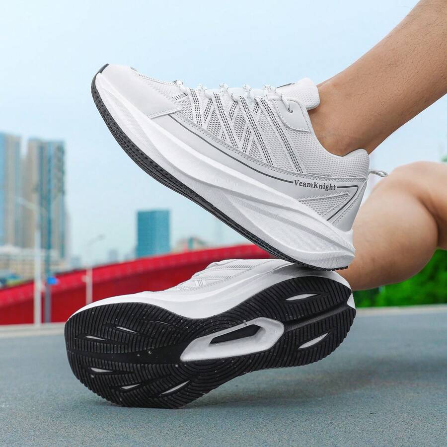 Carbon Plate Rebound Running Shoes, Lightweight Competitive Sports Sneakers For Students, Suitable For Long-Distance Running, Unisex Design - White - View 1