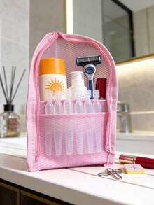 1pc Portable Simple Toiletry Organizer Bag, Waterproof Travel Wash Bag, Transparent EVA Mesh Vertical Cosmetic Pouch - Multicolor - View 8