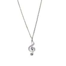 Collar con colgante de nota musical con incrustaciones de diamantes - Joyería personalizada de estilo hip-hop creativo - Plateado - Ver 2