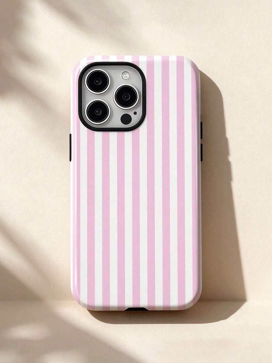 1pc Minimalist Artistic Colorful Striped Pattern Glossy 2-In-1 Phile Shell Full Coverage Hard Phone Case Compatible With Samsung/ 11/12/13/14/15/16/17 Pro Max - Multicolor - View 1