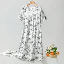 Vestido de dormir con estampado Floral para mujer, ropa de dormir holgada para el hogar, camisón bonito con estampado de cereza, novedad - MH-13 - Ver 5