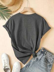 Women's Pure Cotton Casual T-Shirt DUTCH, Ideal For Easter And St. Patrick's Day, With A Simple And Cute Graphic Print, Round Neck, Short Sleeves, Summer Urban Style, And A Surprise Gift For Family And Friends. - 灰色 3 - 查看 3