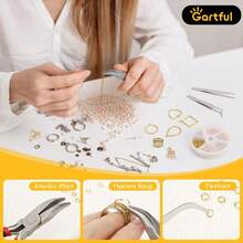 4/5/6/7/8/10mm Gold/Silver Single Loop + Pliers + Tweezers + Ring Sizer Set, Suitable For DIY Earrings, Bracelets, Necklaces, Pendants, Anklets, DIY Crafts, Jewelry Making And Jewelry Repair - 6-grid Single Lap - View 3