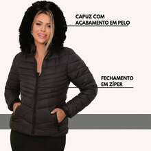 Women's Plush Puffer Jacket With Hood, Fur-Lined, Thermal, Padded, Waterproof, Winter, Pockets, Zipper, Cold Weather, Puffer Jacket - Khaki - View 3