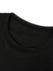 Blusas casuales para dama, vestidos casuales para mujer, playeras de mujer, blusas para mujer, Nueva Llegada Playera Brillante y Suave para Mujer, Top Holgado de Cuello Redondo con Manga Corta, Textura Lustrosa, Lavable a Máquina, Ropa Casual en Color Negro Ideal para Primavera y Verano - Negro - Ver 5