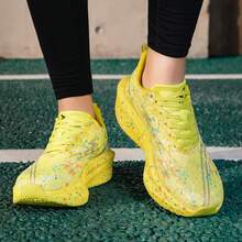 Giày chạy marathon unisex với tấm carbon, giày thể thao lưới thoáng khí nhẹ. - Màu vàng - Xem 4