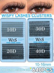 Waloshow 640pcs D-Curl DIY False Eyelashes Set, 10D-80D Lash Clusters, 8-16mm Individual Lashes, Ultra Soft Reusable False Lashes, Thick & Natural, Suitable For Daily Wear, Dates, Parties And Holidays - D - View 11