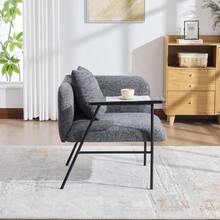 A Modern Armchair With A Comfortable Fabric Backrest And Two Storage Compartments, Complemented By A Practical Side Table. This Minimalist Side Table With Storage Features A Sturdy Metal Frame. - Dark Gray - 查看 5