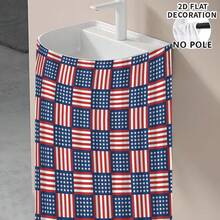 1pc, Home Decor, American Flag Pattern Printed Table Skirt, Kitchen Small Curtain, Kitchen Cabinet Cover, With Curtain Holes, Easy To Hang, Rectangular, Machine Woven, Machine Washable, Kitchen Decoration And Accessories, Perfect For Kitchen Cabinets And Home Decor - Multicolor - View 6