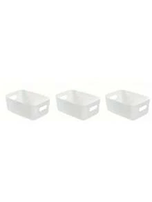 5 piezas Cestas de almacenamiento apilables con asas - Cestas de almacenamiento de plástico multifuncionales adecuadas para artículos de primera necesidad en cocina, baño y dormitorio - Accesorios clásicos de organización del hogar, almacenamiento de escritorio y cajón - Caja de almacenamiento portátil - Ver 11