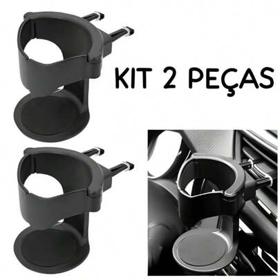 Kit 2 Peças Suporte Para Copo Bebidas Universal Automotivo Carro Ajustável Preto