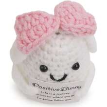 1pc Pink Bow Rabbit Decor, Can Add Charm And Personalized To Desk, Shelf Or Living Space, An Excellent Handmade Crochet Fabric Item - Multicolor - View 8