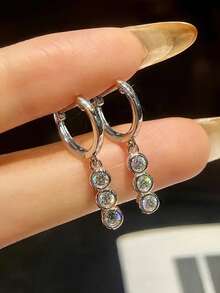 1 Đôi bông tai dáng dài đính đá Cubic Zirconia cao cấp dành cho nữ, thích hợp làm quà tặng đám cưới, lễ đính hôn, kỷ niệm, ngày Valentine. - 8# - Xem 12