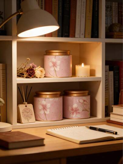 10cm Durable Sealed Tin Can With Floral Printing, Empty Can For Home Use, Moisture-Proof Storage Can For Red Tea And Green Tea, Portable Tea Packaging, Small Iron Can, Holiday Party Souvenirs, Home Decoration Storage Can, Birthday, Valentine's Day, Christmas, Holiday Gift Giving, Home Storage Ornaments