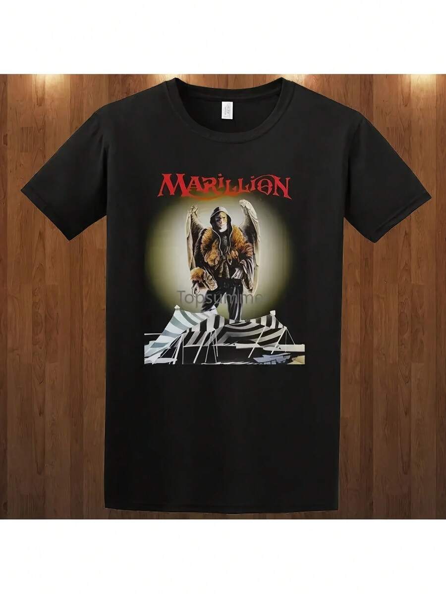 Marillion Heavy Metal Band Graphic Logo T-Shirt For Men And Women. Soft And Versatile, This All-Season Casual Essential Is A Perfect Everyday Wear And A Great Gift For Fans And Friends. With Its Crisp, Streamlined Cut, This T-Shirt Creates A Clean And Vibrant Look. Its Relaxed Yet Flattering Silhouette Suits All Body Types, Offering A Style That's Both Casual And Sophisticated. - 黑色 - 查看 1
