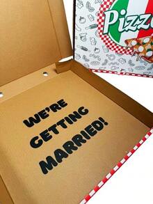 Reveal Rooster Wedding Pizza Box Collection  12" Pizza Box – Will You Marry Me / We're Getting Married -1 Pc - WE'RE GETTING MARRIED!- 1 Pack - 查看 2