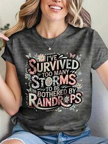 Camisetas de manga corta tallas grandes "Too Many Storms" - Gris Oscuro - Ver 3