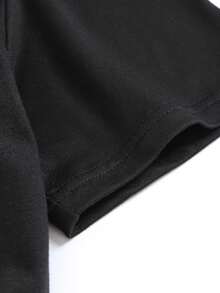 Women's Plus Size Crew Neck Casual T-Shirt - Slightly Stretchy Polyester Fabric, Short Sleeve, Alphabet Print, Oversized Sweaters For Valentine's Day - Spring/Summer/Autumn Y2k T-Shirt Shirt - 黑色 - 查看 4