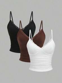 KC9P  Conjunto de ropa Y2K con lencería de encaje, plisado y fruncido sexy - Multicolor 6 - Ver 2