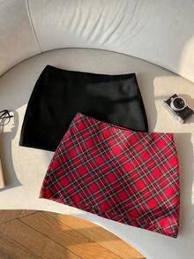 2 Faldas mini, minimalista, moda, informal, de unicolor - Multicolor 4 - Ver 2