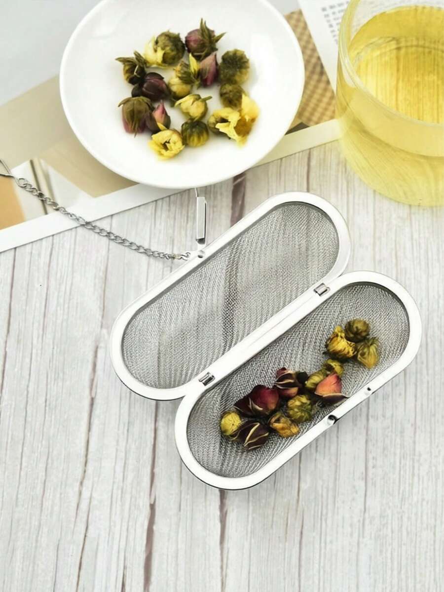 Reusable Stainless Steel Spice & Hot Pot Seasoning Filter, Kitchen, Kitchenware, Holiday, Beach, Party, Travel, Food, Cooking, Camping - Silver - View 1
