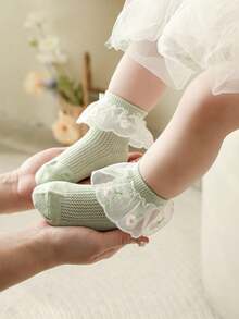 1/4 đôi tất cổ chân mỏng, viền ren, thoáng khí cho bé gái, kiểu công chúa, tất mùa hè cho trẻ em. - Nhiều màu - Xem 21