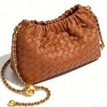 Fashion High Sense Rhombus Cloud Bag, Hand-Woven Golden Ball Small Fragrant Women's Bag, Chain Shoulder Crossbody Travel Versatile Women's Bag. - 棕色 - 查看 3