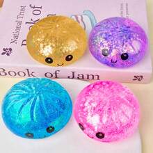 1pc Colorful Smiling Face Realistic Steamer Bun Squishy Toy, Teens Squeeze Toy, Squeeze Away Bad Mood, Glitter Dumpling Squishy Box, Malt Sugar Bun Squeeze Toy (Teen Item) - Multicolor - View 3