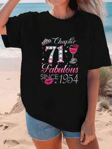 1 pcsCamiseta de Mujer con Estampado Chapitre 71 Fabulosa Desde 1954 para Cumpleaños 71 Años Regalo Original para Mujeres Adultas Camiseta Blanca con Diseño Divertido y Elegante180g 100% Cotton - Negro - Ver 8