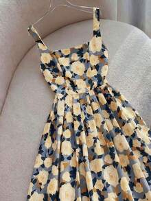 SuriyaCove Vestido largo de tirantes finos con estampado de lunares en estilo vintage francés para playa y vacaciones - Multicolor - Ver 3