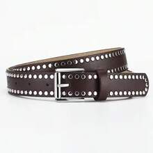 1 chiếc thắt lưng kiểu Y2K, thắt lưng đinh tán phong cách Punk unisex, thắt lưng khóa ghim bằng da PU, thắt lưng quần kim loại phong cách Hip Hop, viền đinh tán hai hàng, phù hợp với áo khoác da phong cách Punk, quần jeans, Halloween, mùa hè, mùa thu đi học. - Nhiều màu - Xem 14