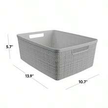 Curver - Cesta Decorativa de plástico de Yute para organización y Almacenamiento, Cubos perfectos para la Oficina en casa, estantes de clóset, despensa de Cocina y Todos los Elementos Esenciales de - Gris - Ver 3