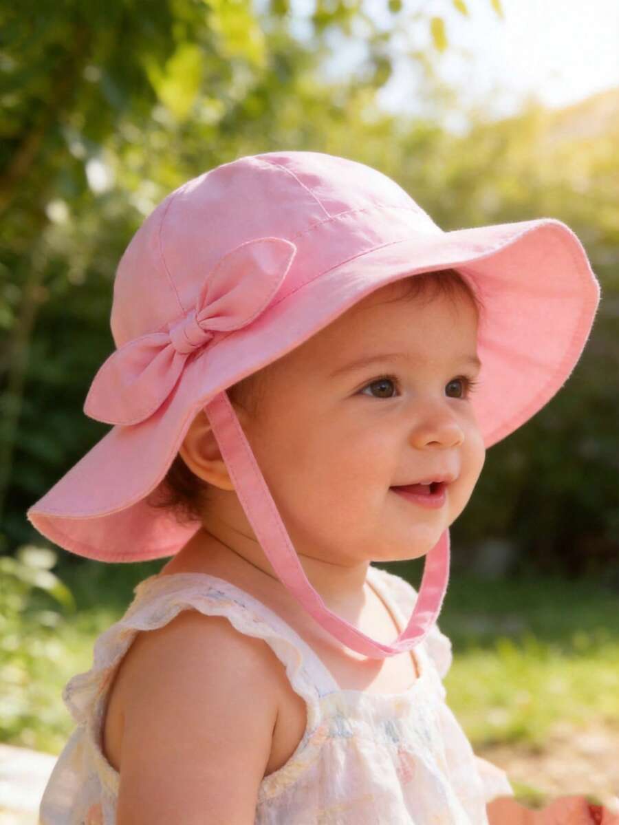 0-12岁婴幼儿防晒帽,儿童UPF 50+夏季沙滩必备,可调节宽檐遮阳帽,男女童均适用 - 彩色 - 查看 1