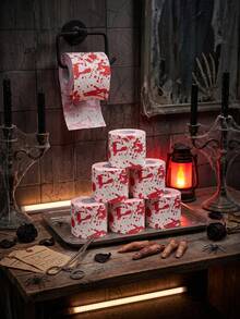 1 Rolle Halloween Blutig Muster Toilettenpapier, Mehrlagig Durchgehende Rolle, Blutig Thematisches Artikel, Entsetzliche Halloween Dekoration, Gruselige Halloween Party Deko, Halloween Süßigkeiten oder Trick Deko, Erzeugt Beängstigende Atmosphäre, Escape Room Deko, Heimdekoration, Badezimmer Deko - Verschiedenfarbig - Übersicht 8